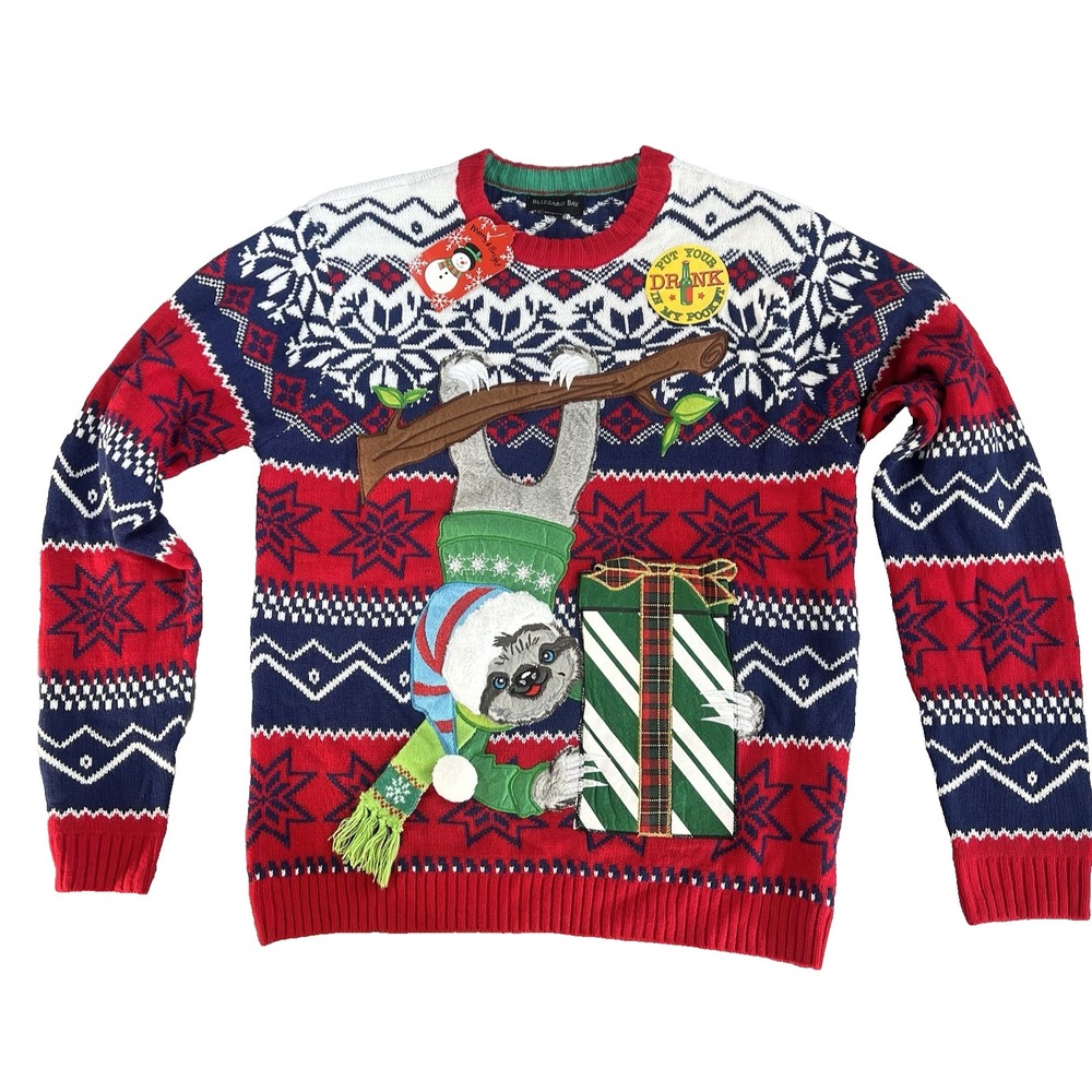 NEW Blizzard Bay Size M SLOTH present scarf holiday party Ugly Christmas Sweater